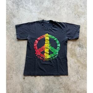 Vintage 90s/00s 'Let Me Smoke In Peace' Weed Marijuana Black Tee Size Small